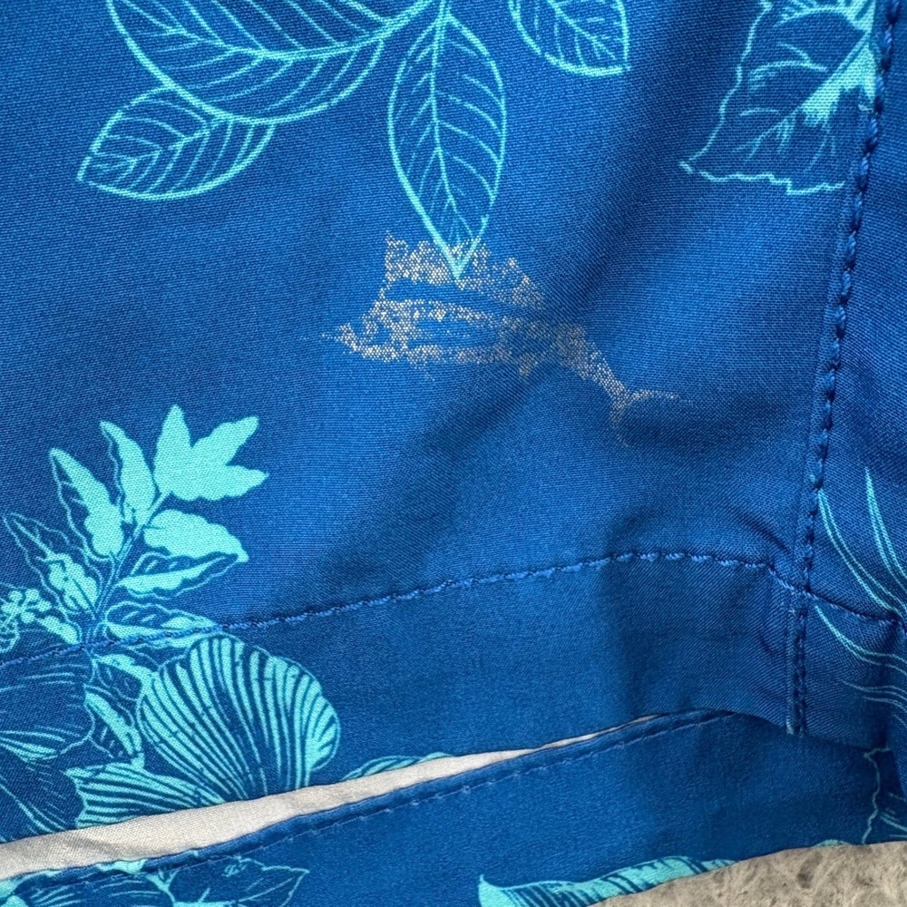 Tommy Bahama Shorts Mens 34 Blue Floral Tropical Hibiscus Hybrid Swim Golf Beach - Picture 5 of 12